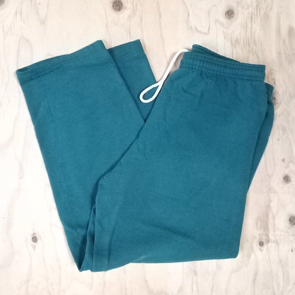 Vintage Jerzees Blank Sweatpanmts Joggers Trainers Teal